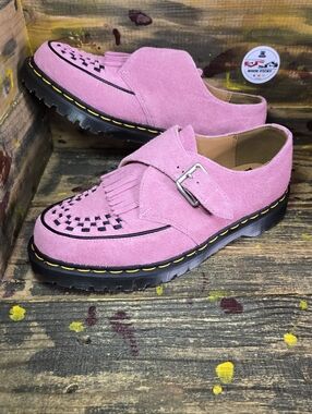 Dr. Martens Ramsey Monk Kiltie Pink Loafers Suede Monkstrap Creepers Men's Sz 10